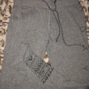 Gray sweatpants.